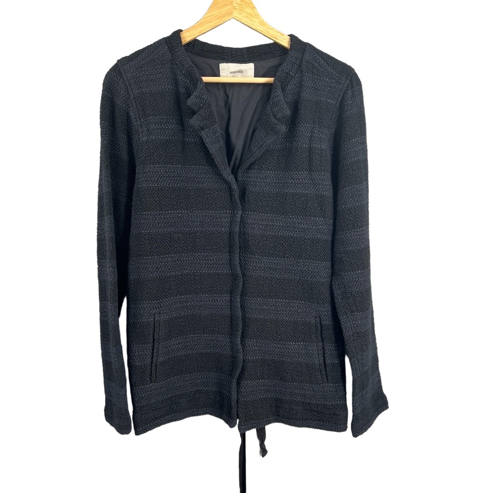 Humanoid Womens Jacket‎ Black Textured Minimalist Cotton Indie Office Medium